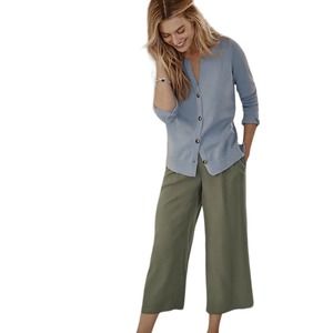 J Jill linen blend olive green cropped boho pants M